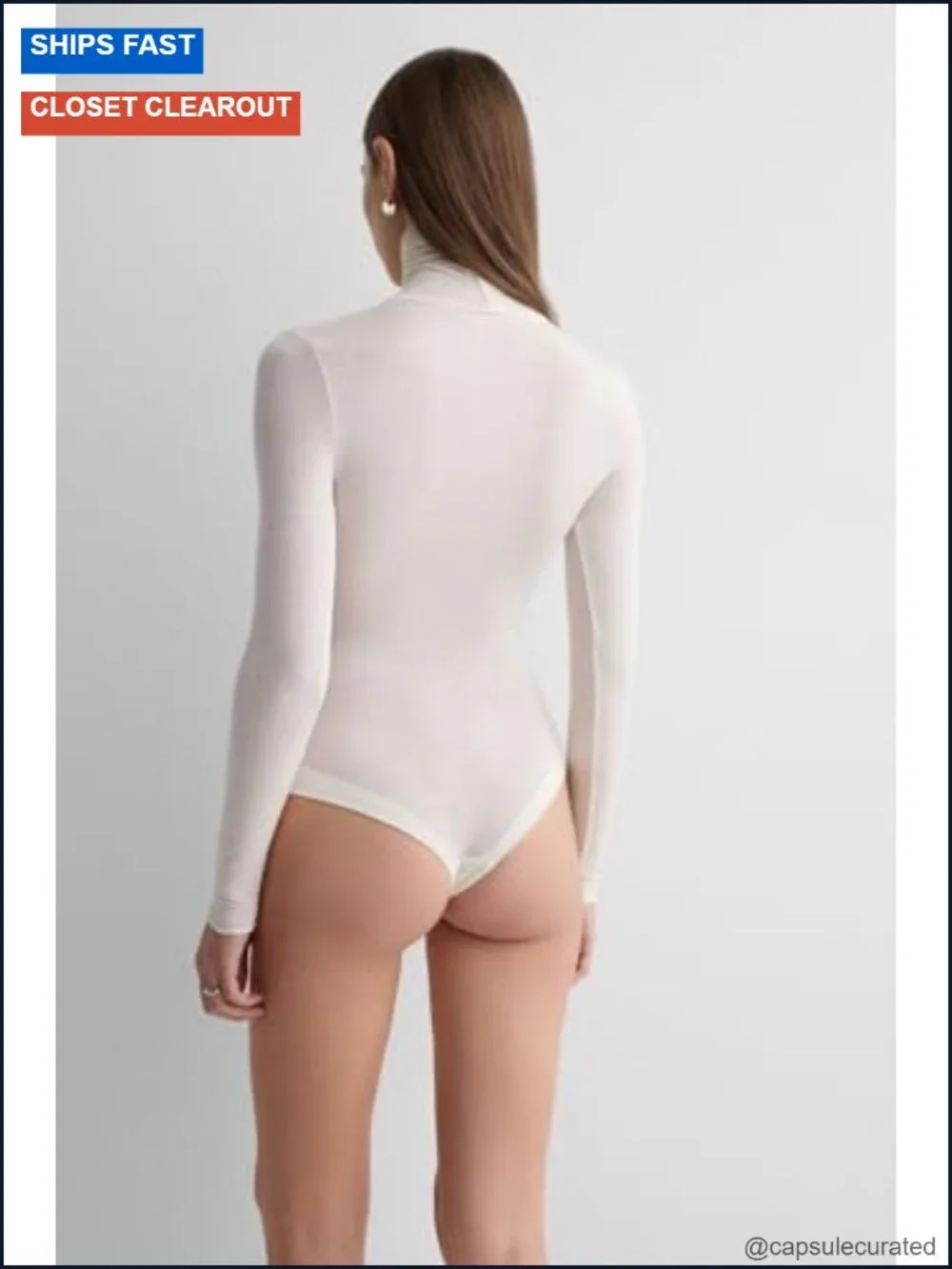 Long Sleeve High Collar Bodysuit in Modal Ultralight with Cashmere